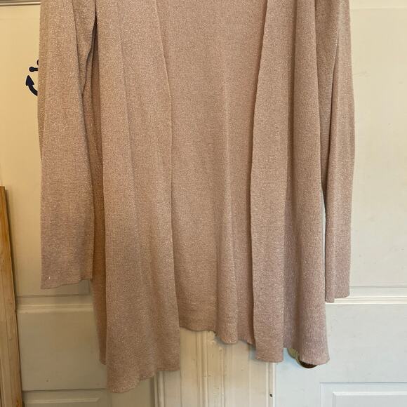 Chicos Beige Metallic Sparkle Open Cardigan size 2 Good condition - Picture 6 of 8